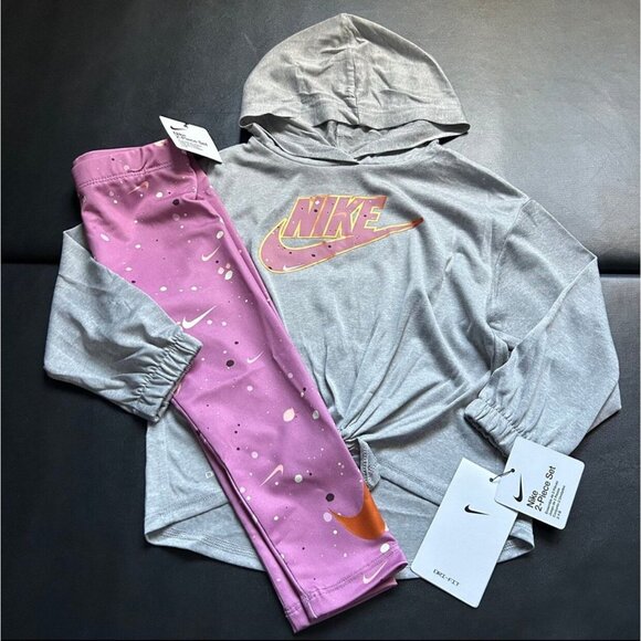 NWT Nike Hooded Knotted Tunic & Leggings Set Girls Size 3T